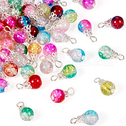78Pcs 13 Colors Transparent Spray Painting Crackle Glass Charms&nbsp;PALLOY-TAC0088