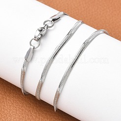 変色しない304ステンレススチールのスネークチェーンネックレス  カニカン付き  ステンレス鋼色  2.2mm  17.7インチ（45cm）&nbsp;NJEW-F195-02A-P
