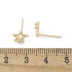 真鍮クリアキュービックジルコニアスタッドピアス  スター  18KGP本金メッキ  7.5x8mm&nbsp;EJEW-Q014-13G