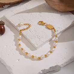 Natural Freshwater Pearl & Stainless Steel Beaded Bracelets for Women&nbsp;XK1851