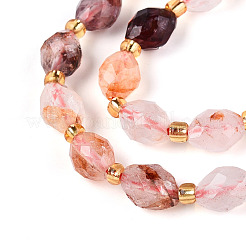 Natural Hematoid Quartz/Ferruginous Quartz Beads Strands&nbsp;G-N342-35-8x6-13