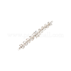 リーフ合金キュービックジルコニア靴飾り1個  透明  210x24.5x7mm  穴：4mm&nbsp;AJEW-FG0004-14A