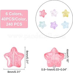 透明なスプレー塗装ガラスビーズ  ハート  ミックスカラー  6x6x4mm  穴：0.7mm  15色  10個/カラー  150個/箱&nbsp;GLAA-FH0001-18