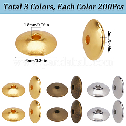 600個3色チベット風スペーサービーズ  フラットラウンド  ミックスカラー  6x2mm  穴：1.5mm  200個/色&nbsp;FIND-SP0002-26