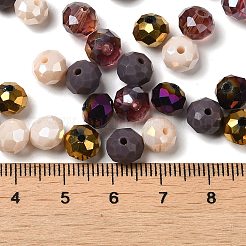 ガラスビーズ  多面カット  ロンデル  パープル  8x6mm  穴：1mm  約145個/60g&nbsp;EGLA-A034-SM8mm-13