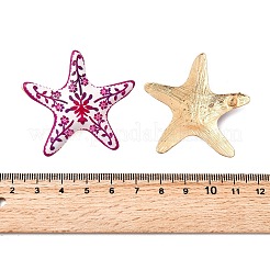 合金スタンドピアス  ヒトデ  セラミック製  ライトゴールド  オールドローズ  42x46.5mm&nbsp;EJEW-D327-04KCG-02