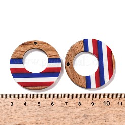 Independence Day Opaque Striped Resin & Walnut Wood Pendants&nbsp;RESI-U010-02J