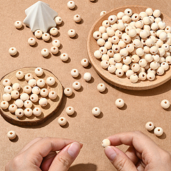 Natural Unfinished Wood Beads&nbsp;WOOD-SP0001-62C