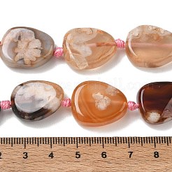 天然石桜色アゲート瑪瑙ビーズ連売り  フラットティアドロップ  20.5~22x15.5~17x6~7mm  穴：1.5mm  約16個/連  15.55''~15.63''（39.5~39.7センチメートル）&nbsp;GG-CBAD7AB-03