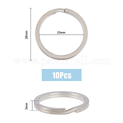 チタン合金キーホルダー留め具10個  リング  プラチナ  28x3mm  内径：23mm&nbsp;KEYC-FH0001-23