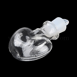 クリアガラスのウィッシングボトルペンダント  プラスチックシールプラグ付き  ハートチャーム  39x22.5x11mm  穴：2mm&nbsp;GLAA-A010-01A