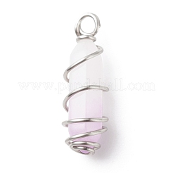 Natural Purple White Jade Double Terminal Pointed Pendants&nbsp;PALLOY-JF01686-06