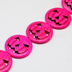 合成ターコイズビーズ連売り  染め  ハロウィンパンプキンジャック・オー・ランタンジャック・オー・ランタン  ミックスカラー  30x6mm  穴：1mm  約13個/連  165個/キログラム&nbsp;TURQ-G115-30mm-M