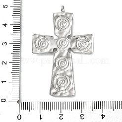 304ステンレスペンダント  クロスチャーム  変色防止  ステンレス鋼色  47x30x1.5mm  穴：3mm&nbsp;STAS-R164-02P