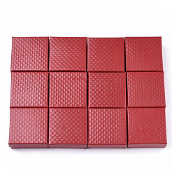 厚紙のジュエリーボックス  ペンダント＆イヤリング＆リング  内部のスポンジ  正方形  レッド  7.5x7.5x3.5cm  インナーサイズ：6.5x6.5センチメートル  カバーなし：長さ7cm  幅7cm  厚さ3mm  カバー：7.5cm長  幅7.5cm  2センチ、厚&nbsp;X-CBOX-N012-25A