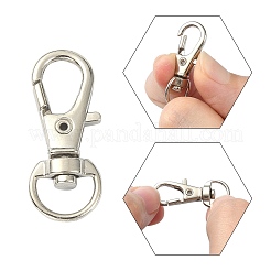 10本合金スイベルカニカン  スイベルスナップフック  プラチナ  30.5x11mm  穴：5x10mm&nbsp;PALLOY-CJ0002-68