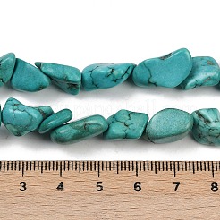 天然石ハウライトビーズ連売り  染め  ナゲット  ターコイズ  9.5~15.5x9.5~10.5x6.5~7.5mm  穴：0.7mm  約31~34個/連  14.57''~14.69''（37~37.3センチメートル）&nbsp;G-N0312-01A