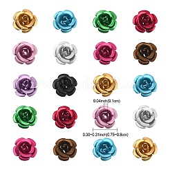 50個10色アルミビーズ  艶消し  長持ちメッキ  5  - 花びらの花  ミックスカラー  7.5~8x5mm  穴：1mm  5個/カラー&nbsp;ALUM-YW0001-06A