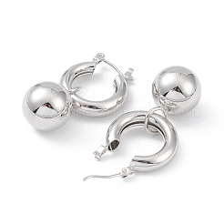 Brass Round Ball Dangle Hoop Earrings for Women&nbsp;EJEW-G347-04P