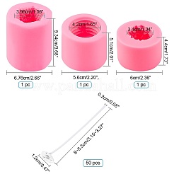 キットを作るDIYキャンドル  シリコンモールド付き  パラフィンキャンドル芯  ショッキングピンク  約54個/セット&nbsp;DIY-PH0026-78