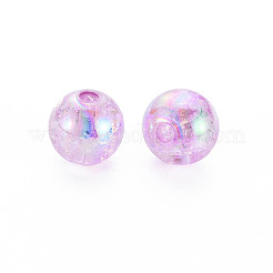 クリアクラックアクリルビーズ  ABカラーメッキ  ラウンド  スミレ  8x7mm  穴：1.8mm  約418個/120g&nbsp;LS-MACR-S373-66-L01