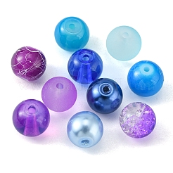 375Pcs 15 Style Spray Painted & Baking Paint & Drawbench & Translucent Glass Beads&nbsp;GLAA-FS0001-36