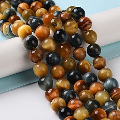 天然石タイガーアイビーズ連売り  ラウンド  8~8.5mm  穴：1.2mm  約48個/連  15.04''（38.2センチメートル）&nbsp;G-D083-A02-01