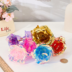 バレンタインデー用プラスチック製造バラの花24個（6色）  ミックスカラー  245x80~90x80~90mm  4個/カラー&nbsp;AJEW-WR0003-66