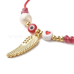 Heart and Evil Eye Acrylic Braided Bead Bracelet for Teen Girl Women&nbsp;BJEW-JB06997-02