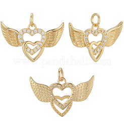 8pcs Brass Micro Pave Cubic Zirconia Pendants&nbsp;KK-BBC0020-22