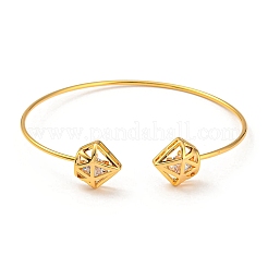 Clear Cubic Zirconia Cuff Bangles&nbsp;BJEW-P305-04G
