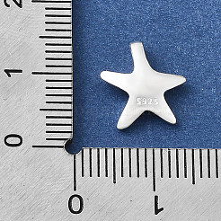 スターリングシルバーのヒトデチャーム925個、スタンプ925個付き  銀  11.5x11x2.5mm  穴：1x2mm&nbsp;STER-I022-02S