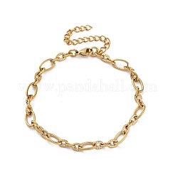 304ステンレススチールリンクブレスレット  女性用アズキチェーンジュエリー  14KGP本金メッキ  7インチ（17.8cm）&nbsp;BJEW-K265-02G