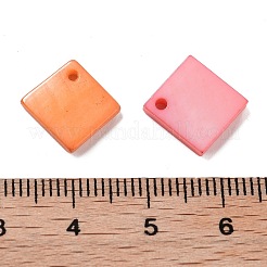 天然淡水貝の染色ペンダント  正方形  カラフル  13.5x13x2mm  穴：1.4mm&nbsp;SHEL-D082-17A