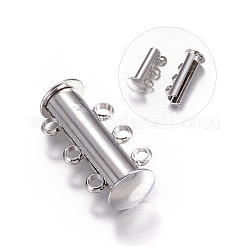 1連売り真鍮磁気スライドロックの留め金  3ホール  プラチナ  6mm  穴：20x10mm&nbsp;E214