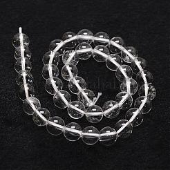 天然石クオーツクリスタルビーズ連売り  ロッククリスタルビーズ  ラウンド  グレードA  透明  6mm  穴：1mm  約61個/連  14.9インチ〜15.1インチ&nbsp;G-D840-61-6mm