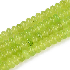 染め加工天然石ホワイトジェイドビーズ連売り  ロンデル  黄緑  6~6.5x4~4.5mm  穴：1mm  約86~90個/連  14.57~15.16''（37~38.5センチメートル）&nbsp;G-T139-59A-12