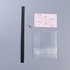 プラスチック製の透明なギフトバッグ  保存袋  セルフシールバッグ  トップシール  長方形  漫画カードとスリング付き  穴と釘  ピンク  21.5x10x5cm  10のセット/袋&nbsp;OPP-B002-H04