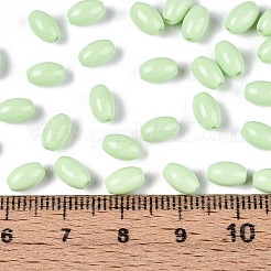 焼付塗装ガラスシードビーズ  オーバル  淡緑色  7x4~4.5mm  穴：0.9mm  約2500個/ポンド&nbsp;SEED-T007-15J