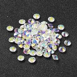 K9ガラス  模造オーストリアクリスタルビーズ  多面カット  フラットラウンド  クリアAB  5x3mm  穴：1mm&nbsp;X-GLAA-F113-01
