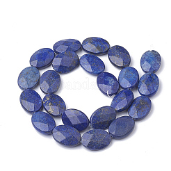 天然石ラピスラズリビーズ連売り  多面カット  オーバル  染め  18~18.5x13~13.5x5mm  穴：1mm  約22個/連  15.7インチ&nbsp;X-G-S292-44