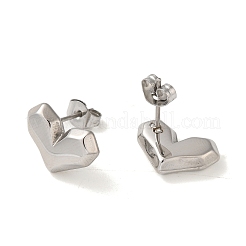変色しない304ステンレススチールスタッドピアス  ハート  ステンレス鋼色  13x11.5mm  12個/セット&nbsp;EJEW-C099-07P