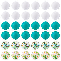 60pcs 4 Styles Silicone Beads Round Rubber Bead 15MM Loose Spacer Beads for DIY Supplies Jewelry Keychain Making&nbsp;FIND-TA0010-30A