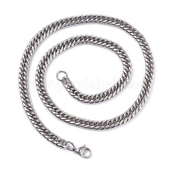 Non-Tarnish Men's 304 Stainless Steel Diamond Cut Cuban Link Chain Necklaces&nbsp;NJEW-I248-01P