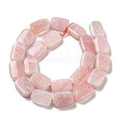 天然石ローズクォーツビーズ連売り  長方形  17~18x12.5~13x6~6.5mm  穴：1mm  約22個/連  15.35''（39センチメートル）&nbsp;G-M420-M03-02