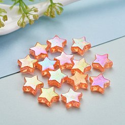 環境に優しい透明アクリルビーズ  スター  ABカラー  オレンジ  10x4mm  穴：1.5mm  約100個/袋&nbsp;TACR-YW0001-01B