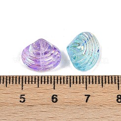 海をテーマにした電気メッキガラスビーズ  染め＆加熱  シェル形状  10.5x12.5x8.5mm  穴：0.8~1mm&nbsp;EGLA-L046-01A