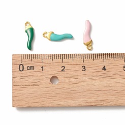 合金エナメルチャーム  たっぷりのホーン/イタリアンホーンコルヌコピア  ゴールドカラー  ミックスカラー  14.5x4.5x2.5mm  穴：1.2mm&nbsp;PALLOY-F259-02G