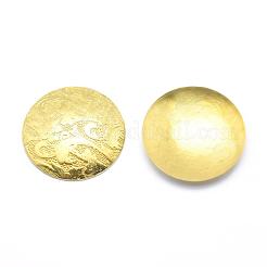 真鍮製カボション  鉛フリー＆カドミウムフリー＆ニッケルフリー  花付きフラットラウンド  生（メッキなし）  20x2.5mm&nbsp;KK-A143-43C-RS