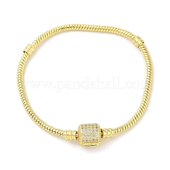真鍮マイクロペーブクリアキュービックジルコニアリンクブレスレット  女性のためのジュエリー  コラム  18KGP本金メッキ  内径：2-1/8インチ（5.5cm）&nbsp;BJEW-S158-15G